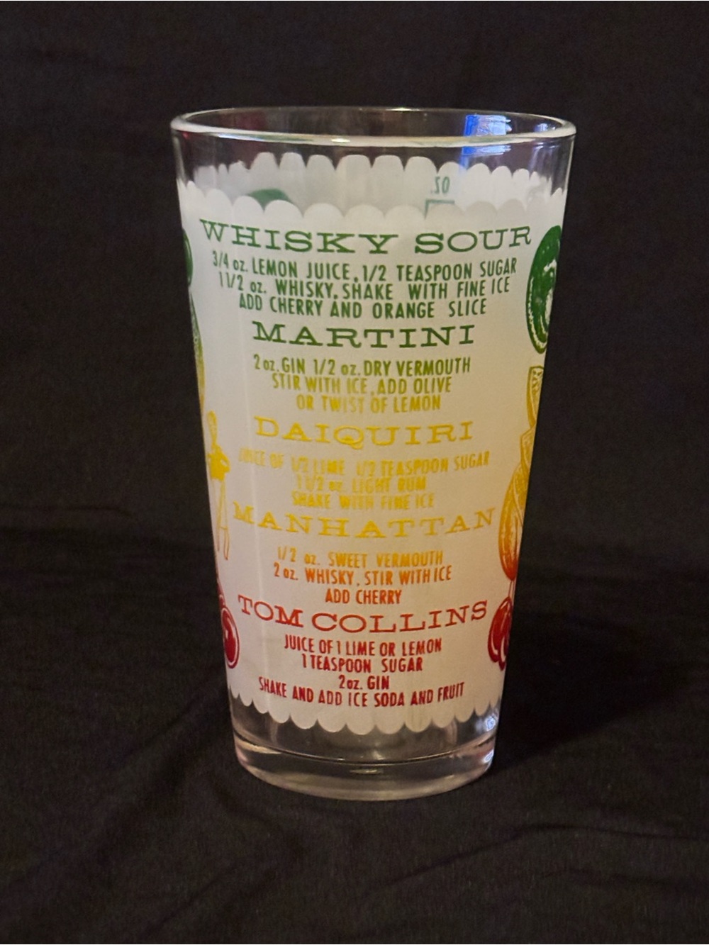 Vintage Cocktail Recipe Mixing  Drinking Glass